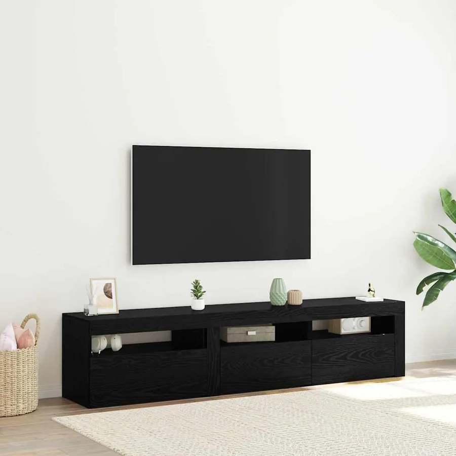 Meuble TV 2 pcs Chêne noir 180 x 35 x 40 cm Bois d'ingénierie
