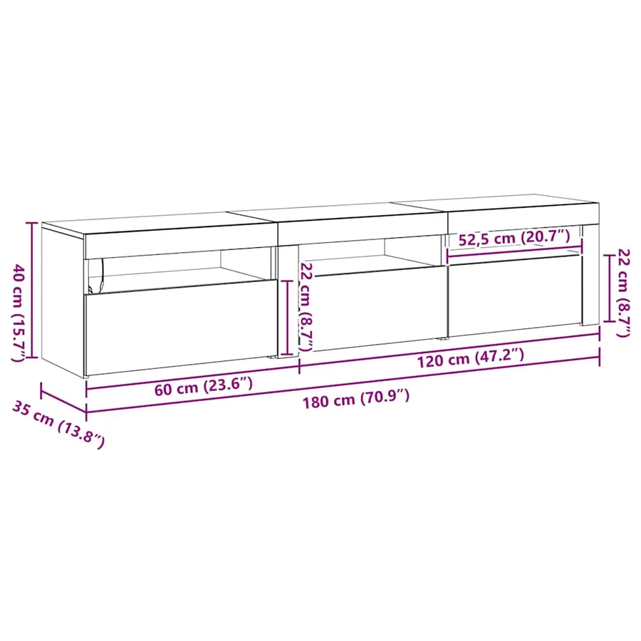 Meuble TV 2 pcs Chêne noir 180 x 35 x 40 cm Bois d'ingénierie - 16