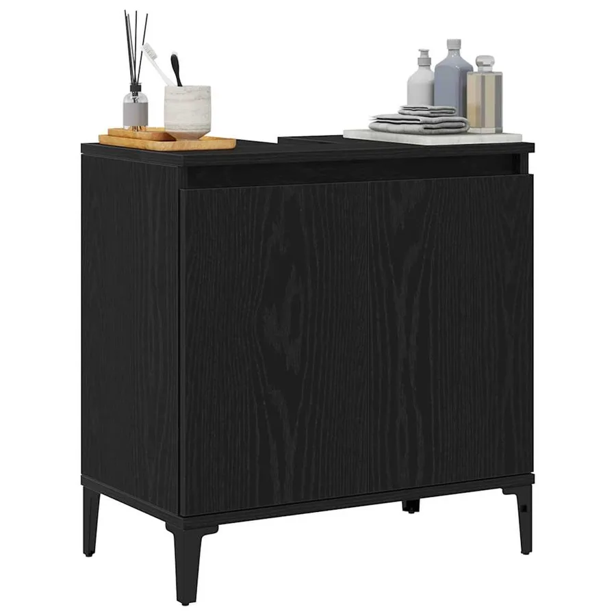Meuble de Lavabo de Salle de Bain Chêne noir 58 x 33 x 60 cm - 3