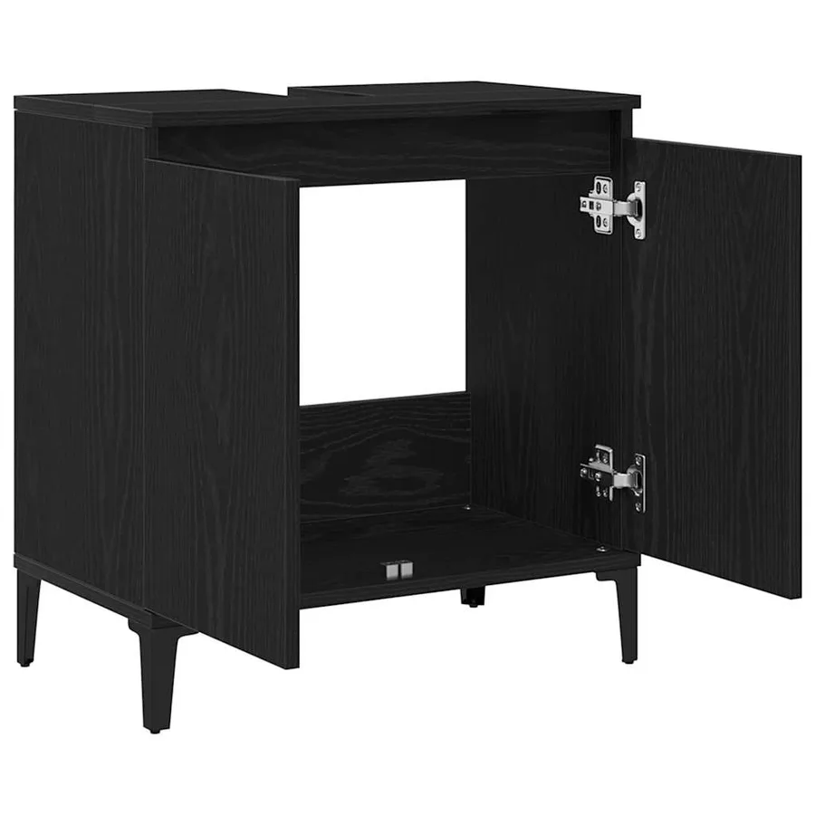 Meuble de Lavabo de Salle de Bain Chêne noir 58 x 33 x 60 cm - 5