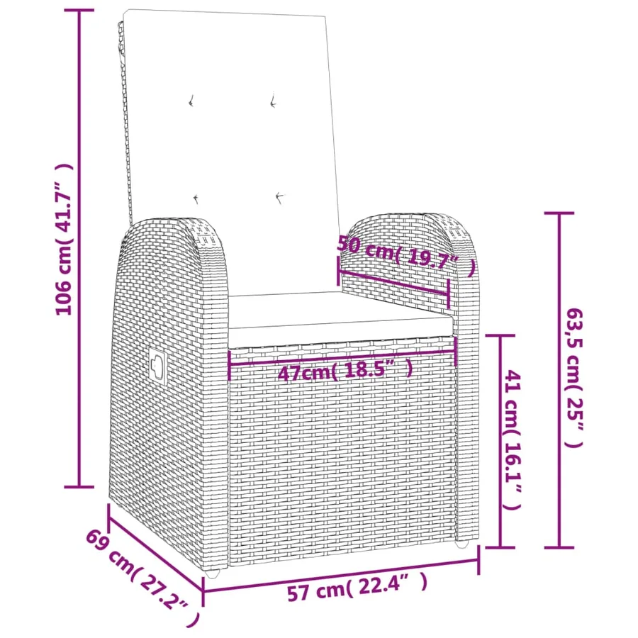 Ensemble à manger de jardin 5 pcs coussins gris résine tressée - 9