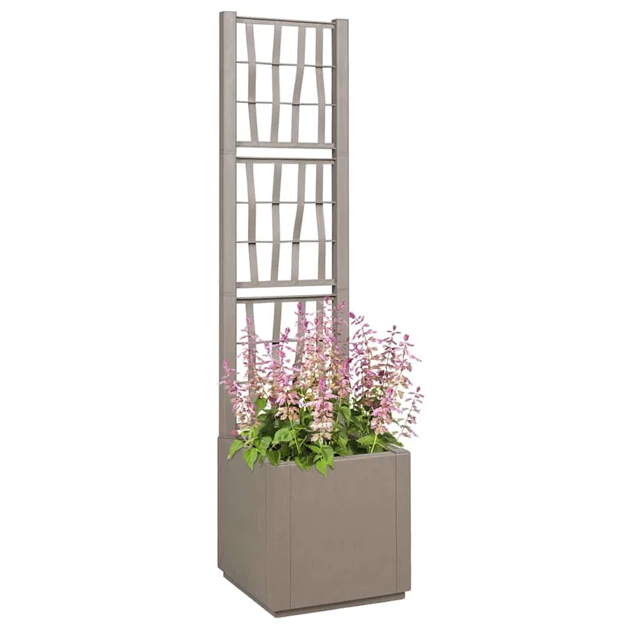 Bac à fleurs avec Treillis Marron Clair 36 x 36 x 140 cm PP - 2