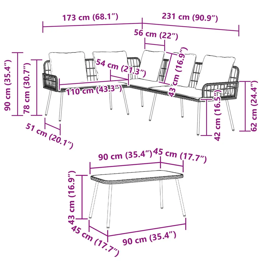 Ensemble de canapé de jardin avec coussin 2 pcs Noir polyrotin - 6