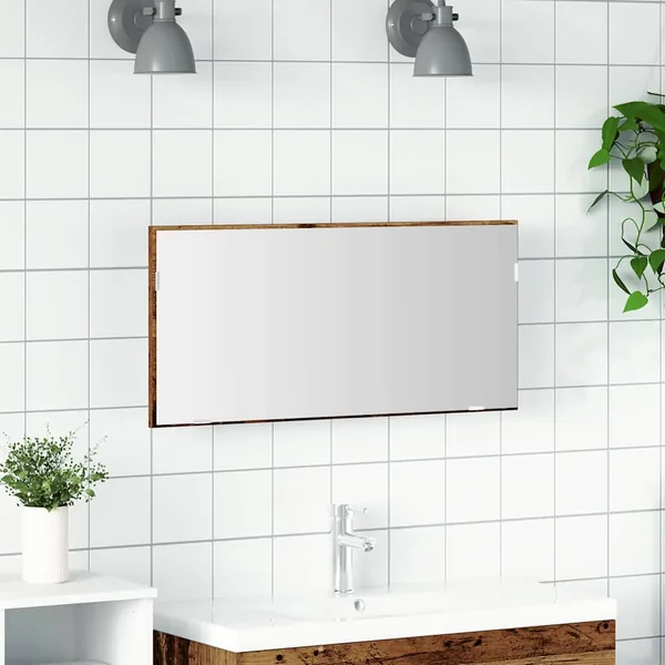 Miroir Bois ancien 80 x 37 cm Verre et Bois Ingénierie