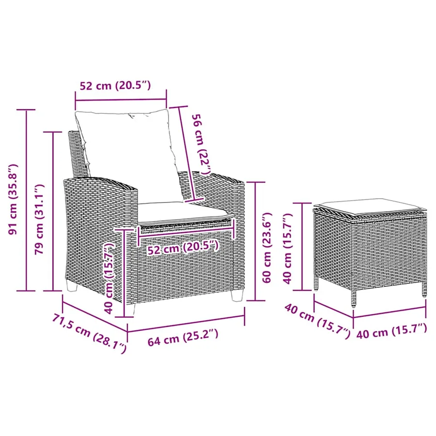 Ensemble de canapé de jardin 4 pcs avec coussins noir résine tressée - 10
