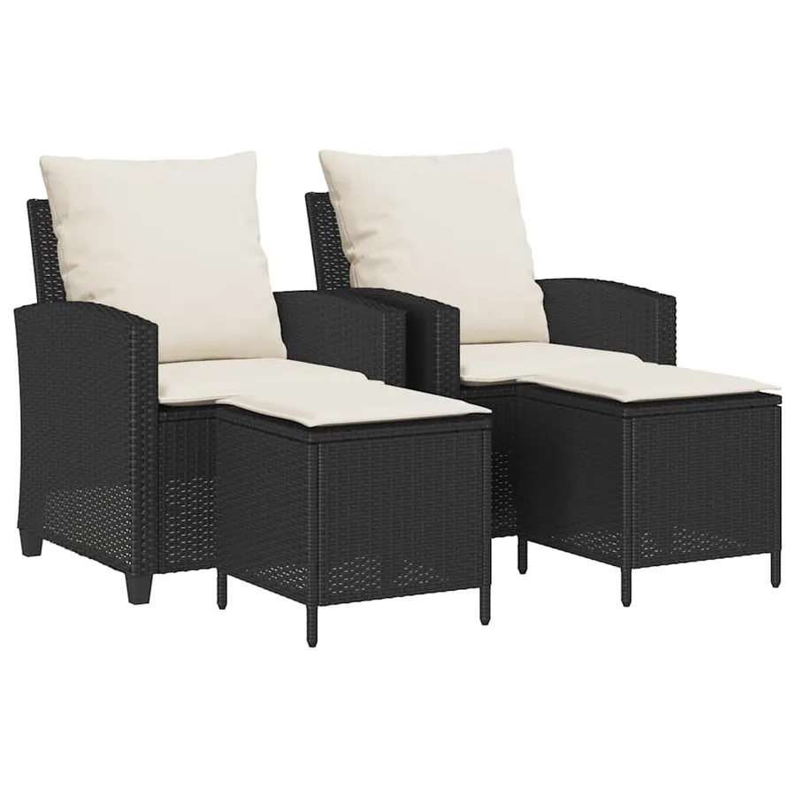 Ensemble de canapé de jardin 4 pcs avec coussins noir résine tressée - 2