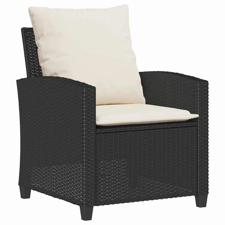 Ensemble de canapé de jardin 4 pcs avec coussins noir résine tressée - 4