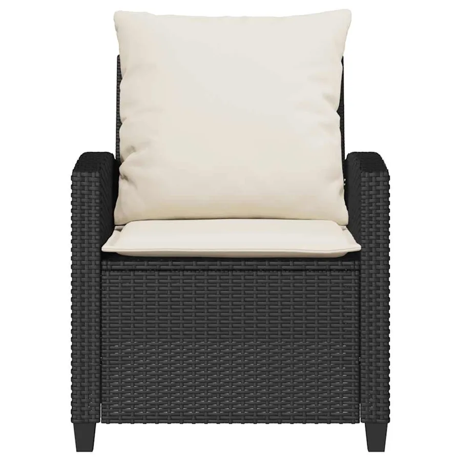 Ensemble de canapé de jardin 4 pcs avec coussins noir résine tressée - 5