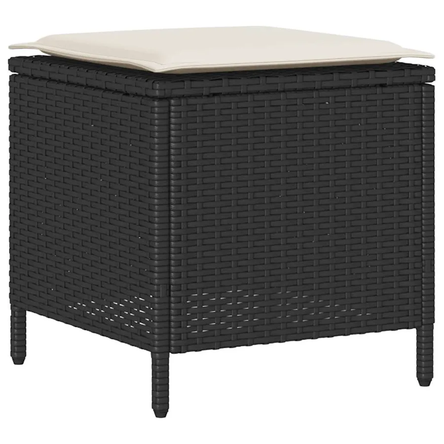 Ensemble de canapé de jardin 4 pcs avec coussins noir résine tressée - 6