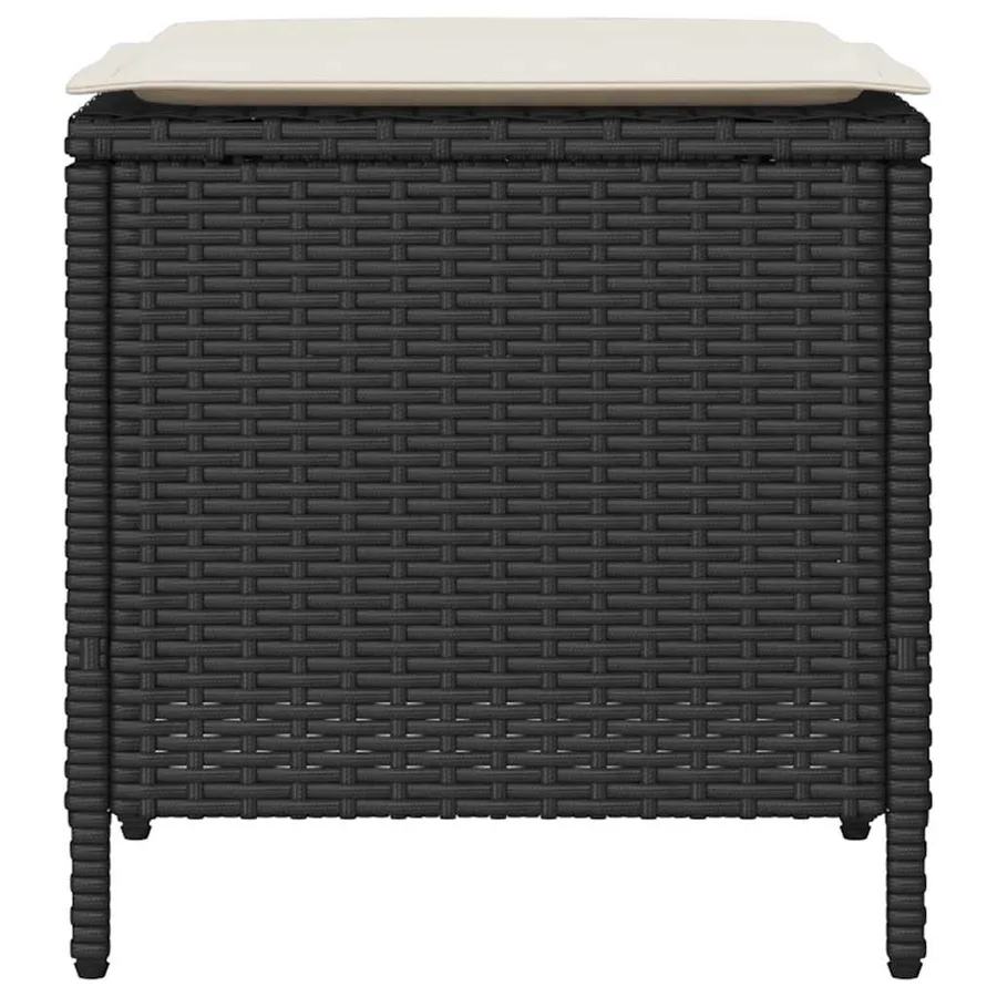 Ensemble de canapé de jardin 4 pcs avec coussins noir résine tressée - 7