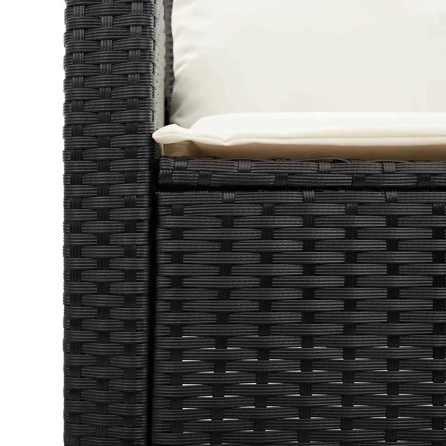 Ensemble de canapé de jardin 4 pcs avec coussins noir résine tressée - 8