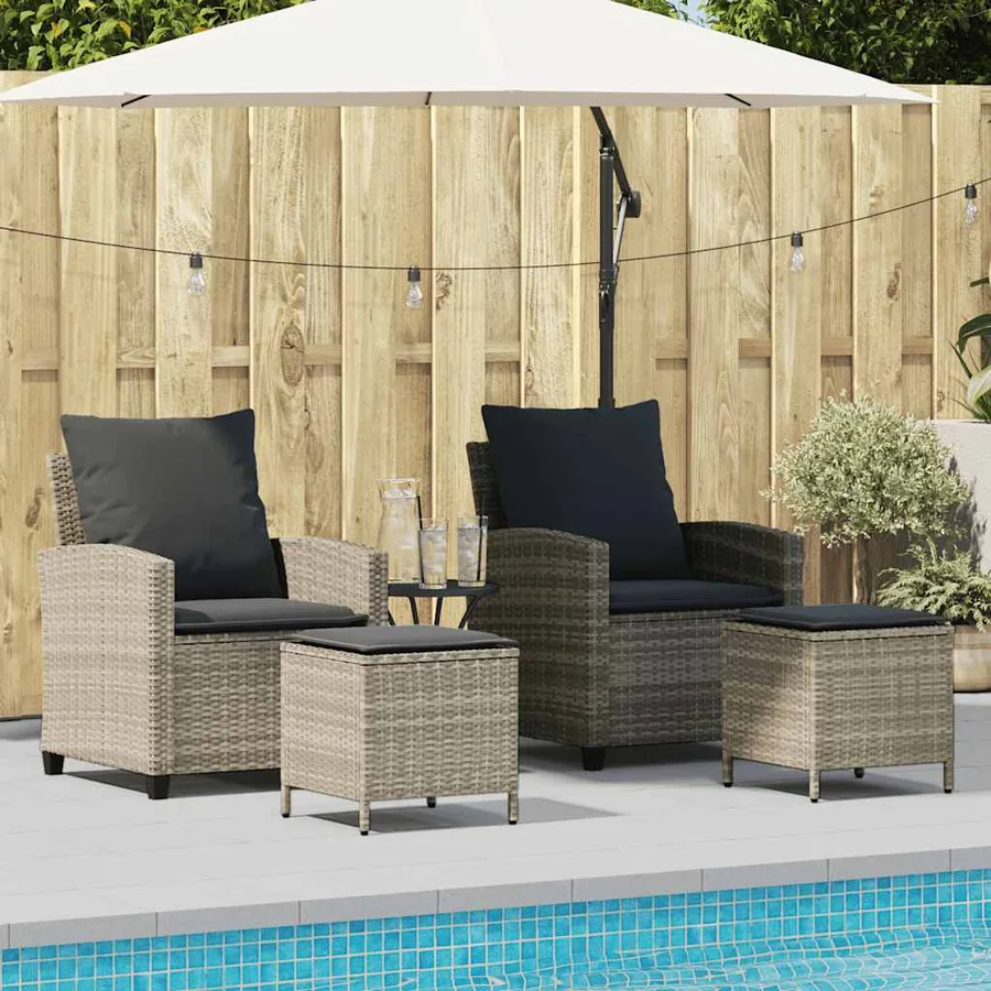 Ensemble de canapé de jardin 4 pcs avec coussins gris résine tressée clair