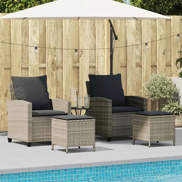 Ensemble de canapé de jardin 4 pcs avec coussins gris résine tressée clair