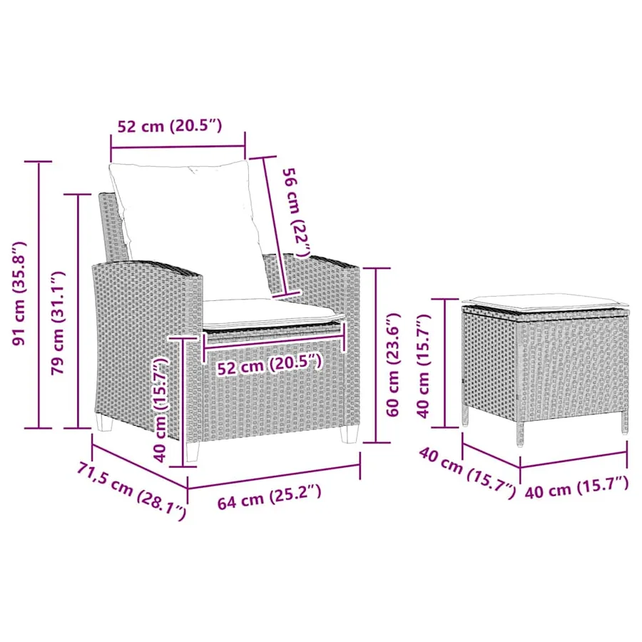 Ensemble de canapé de jardin 4 pcs avec coussins gris résine tressée clair - 10
