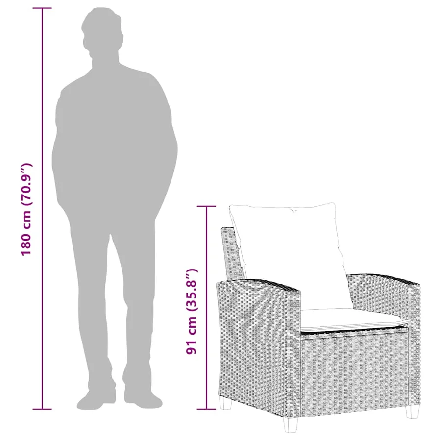 Ensemble de canapé de jardin 4 pcs avec coussins gris résine tressée clair - 11