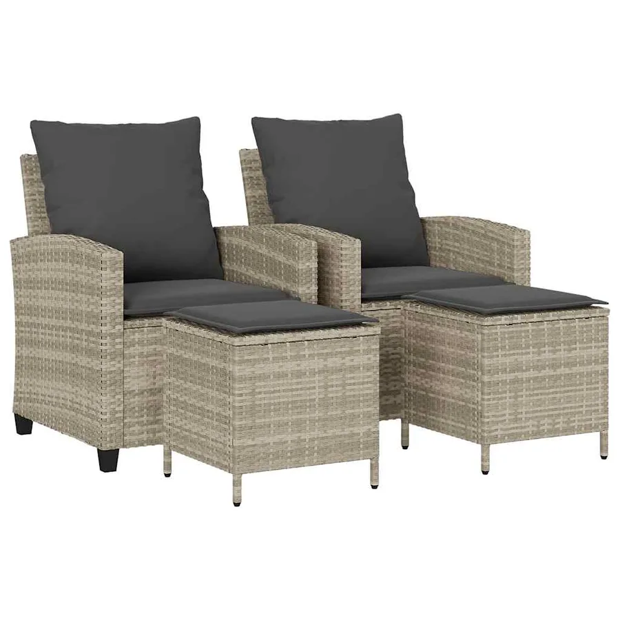 Ensemble de canapé de jardin 4 pcs avec coussins gris résine tressée clair - 2