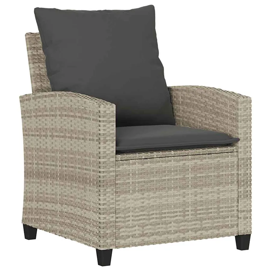 Ensemble de canapé de jardin 4 pcs avec coussins gris résine tressée clair - 4