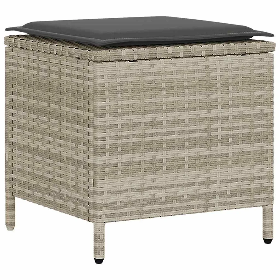 Ensemble de canapé de jardin 4 pcs avec coussins gris résine tressée clair - 6