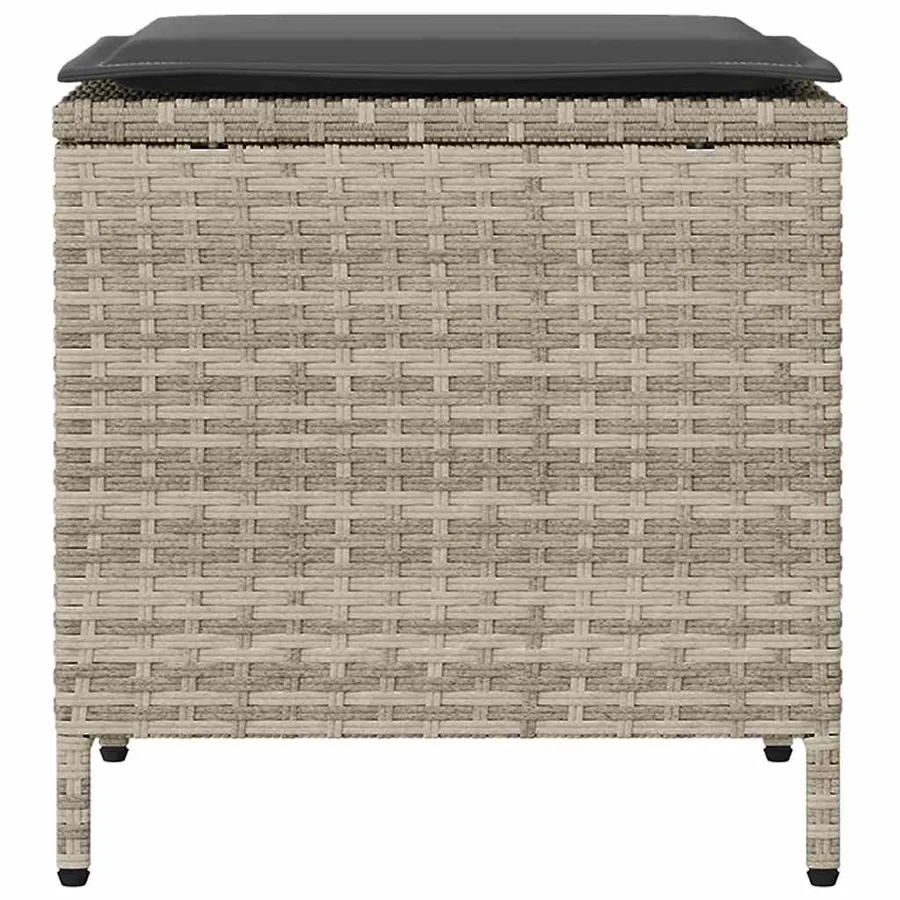 Ensemble de canapé de jardin 4 pcs avec coussins gris résine tressée clair - 7
