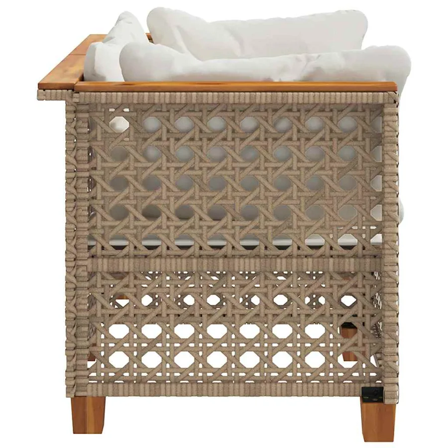 Canapés d'angle de jardin et coussins 2pcs beige résine tressée - 5