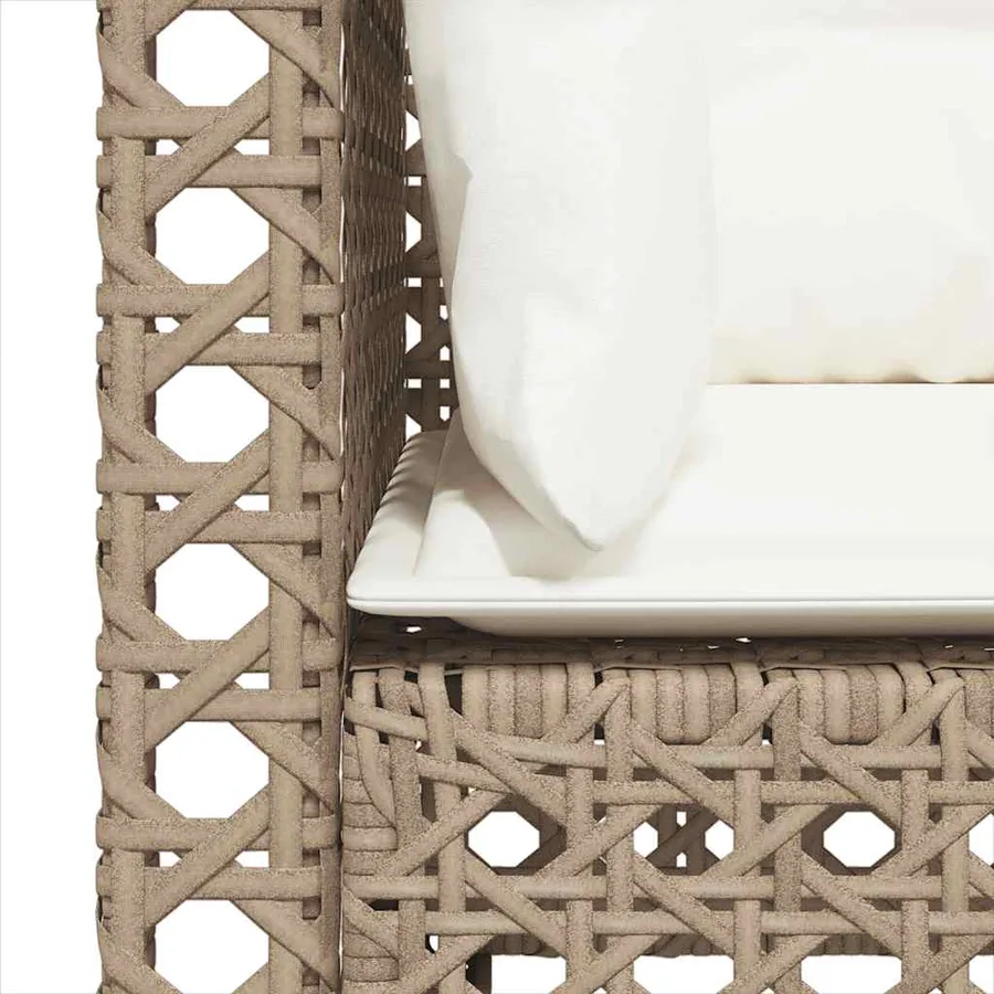Canapés d'angle de jardin et coussins 2pcs beige résine tressée - 7