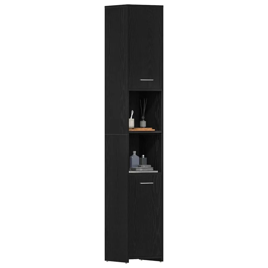 Meuble de salle de bain en chêne noir 30 x 30 x 183,5 cm bois d'ingénierie - 4