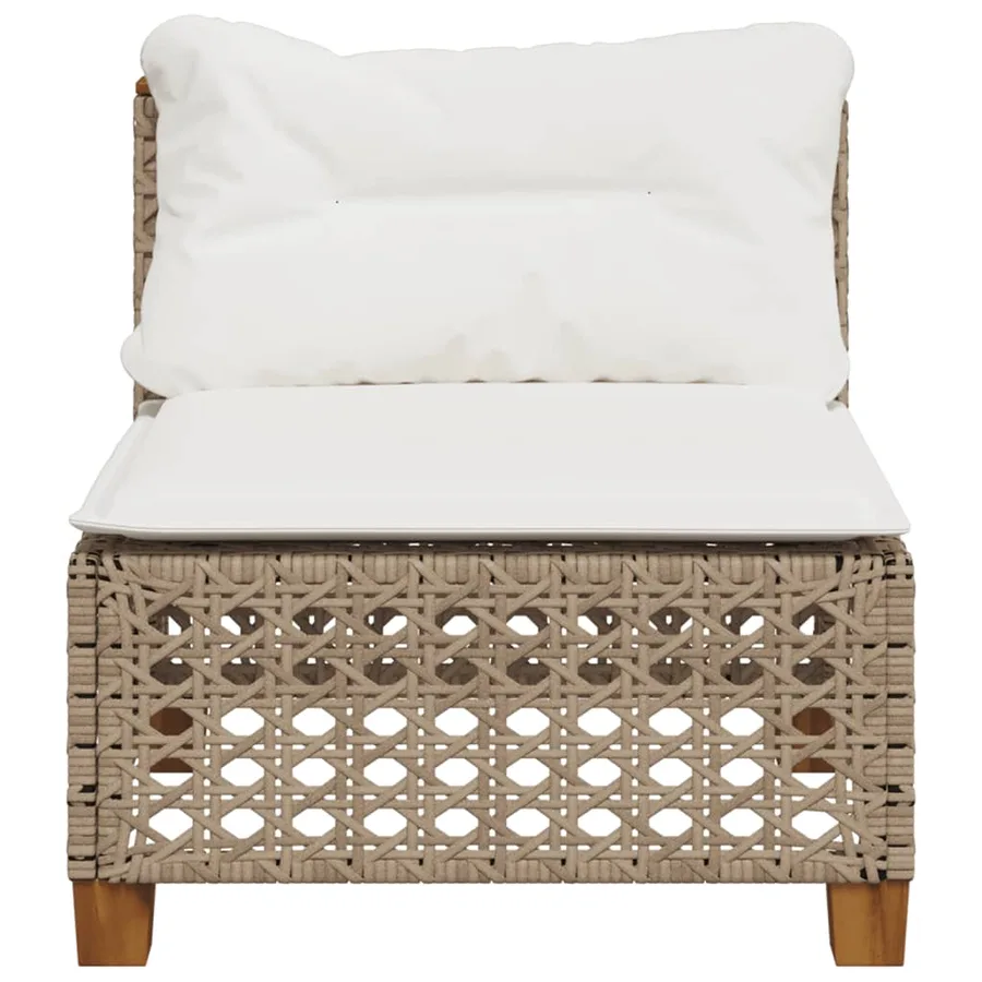 Canapé de jardin sans accoudoirs coussins beige résine tressée - 4