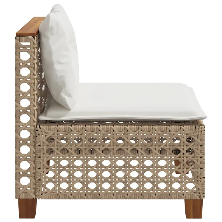 Canapé de jardin sans accoudoirs coussins beige résine tressée - 5