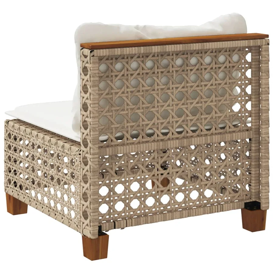 Canapé de jardin sans accoudoirs coussins beige résine tressée - 6