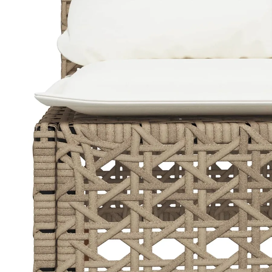 Canapé de jardin sans accoudoirs coussins beige résine tressée - 7