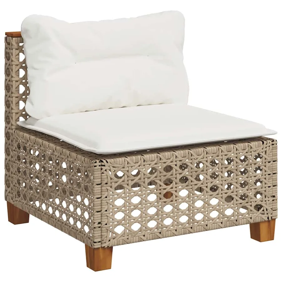 Salon de jardin avec coussins 9 pcs beige résine tressée - 4