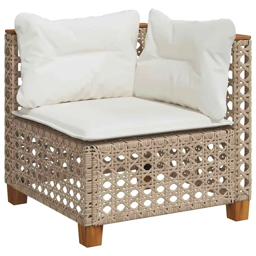 Salon de jardin avec coussins 10 pcs beige résine tressée - 3