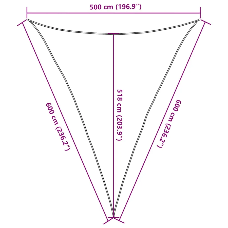 Voile d'ombrage 160 g/m² triangulaire jaune 5x6x6 m PEHD - 10