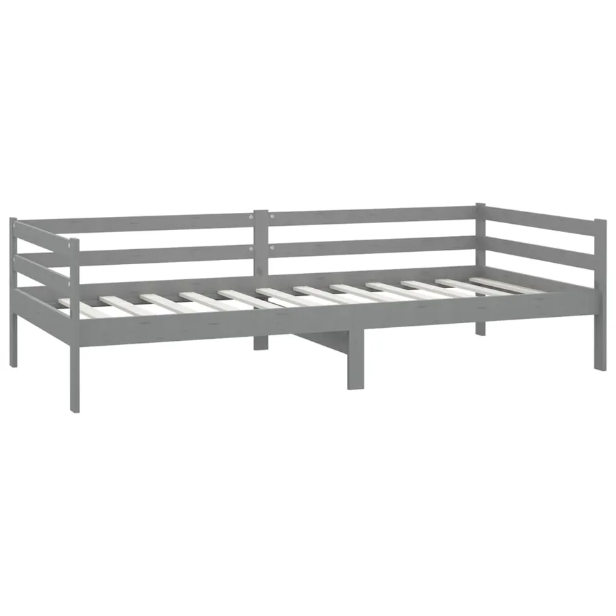 Lit de repos avec matelas 90x200 cm Gris Bois de pin massif - 5