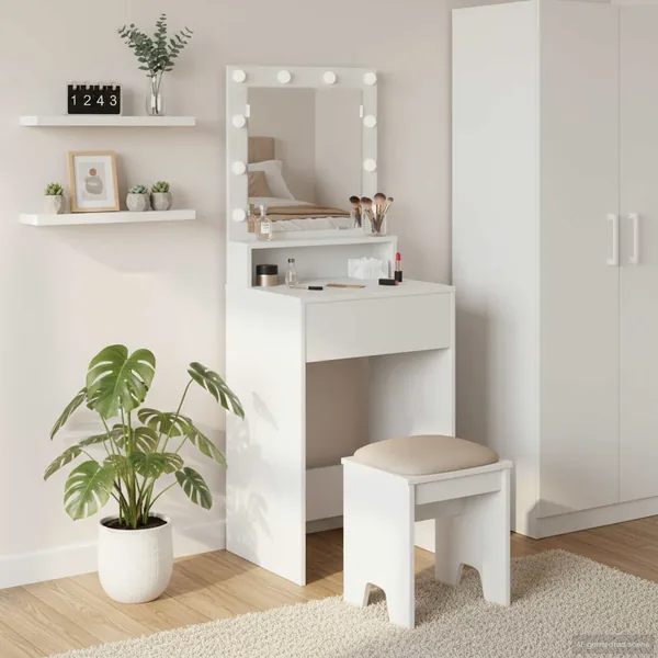Table de Toilette Blanc 50 x 41 x 135 cm Bois d'ingénierie