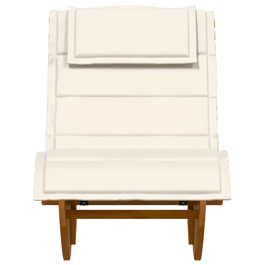 Chaise longue à bascule avec coussin en bois d'acacia massif - 4