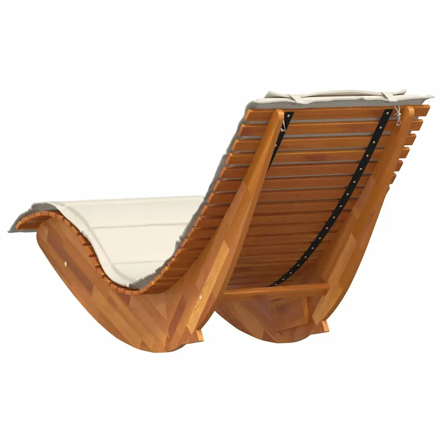 Chaise longue à bascule avec coussin en bois d'acacia massif - 5
