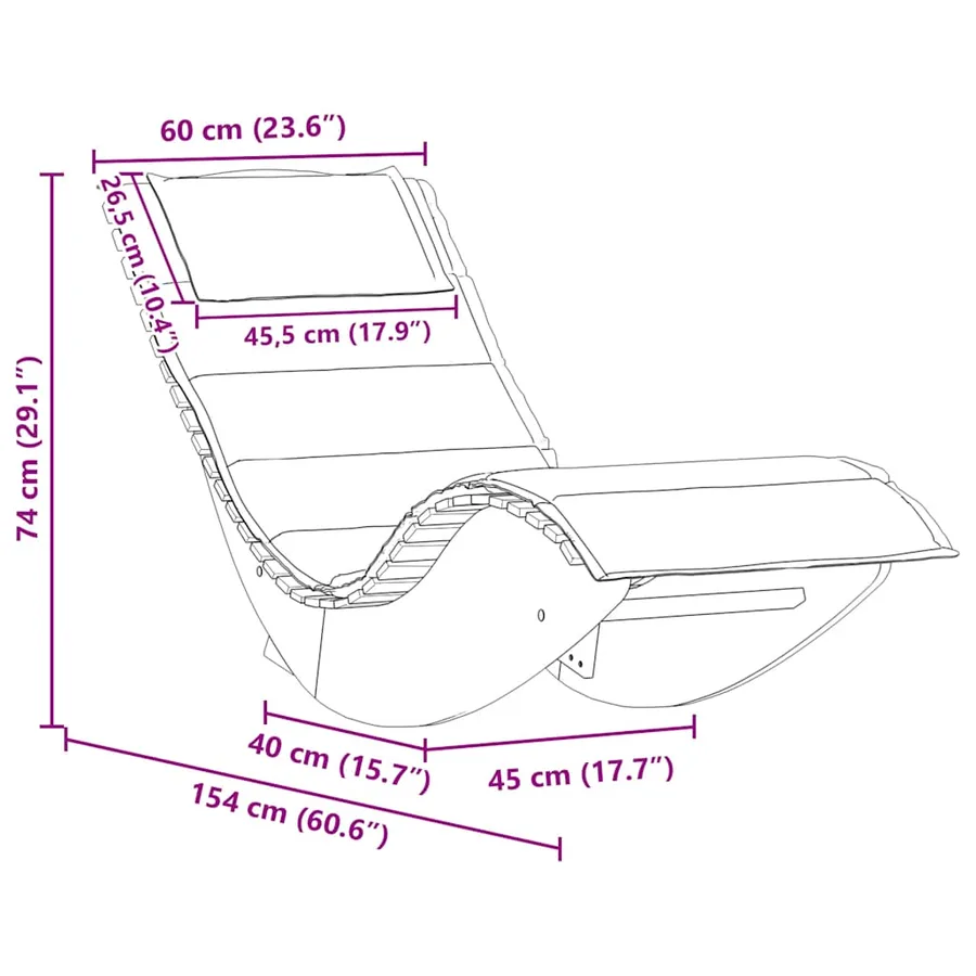 Chaise longue à bascule avec coussin en bois d'acacia massif - 8