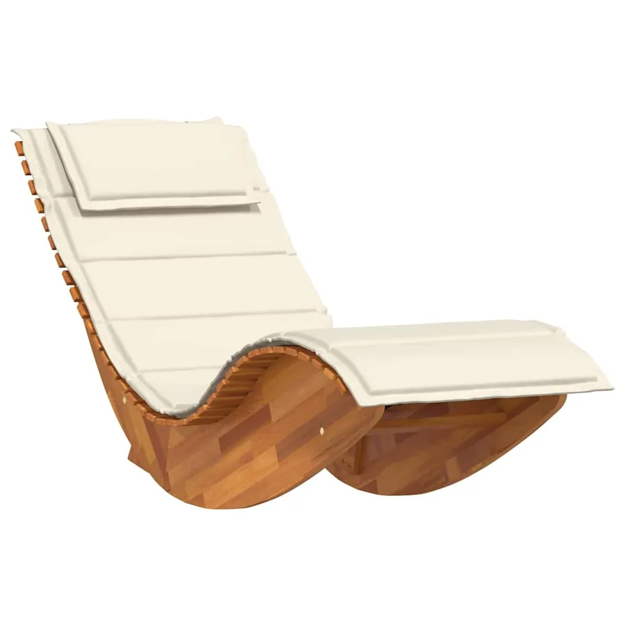 Transat avec coussin 2 pcs Marron Bois d'Acacia Massif - 4