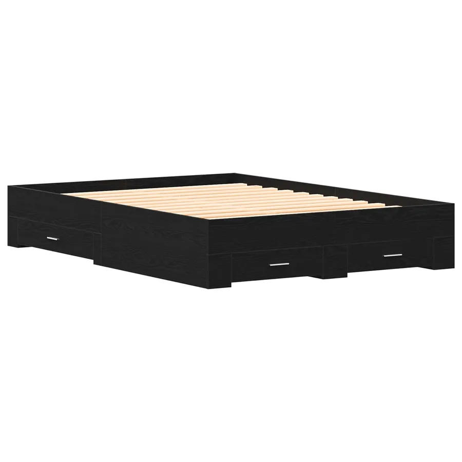 Cadre de lit Chêne noir 140 x 190 cm Bois d'ingénierie - 4