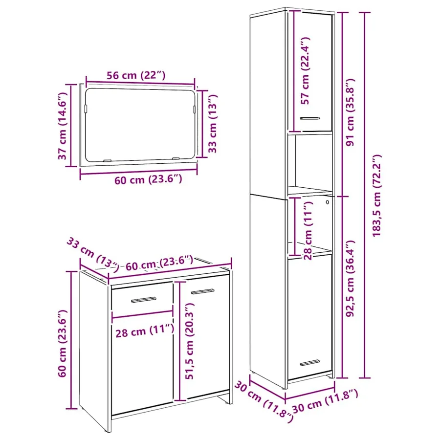 Ensemble de mobilier de salle de bain 3 pcs Chêne noir - 13