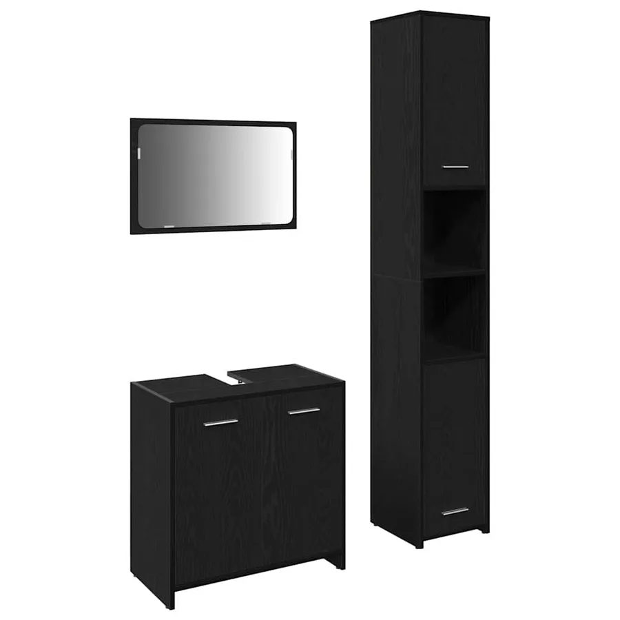 Ensemble de mobilier de salle de bain 3 pcs Chêne noir - 2