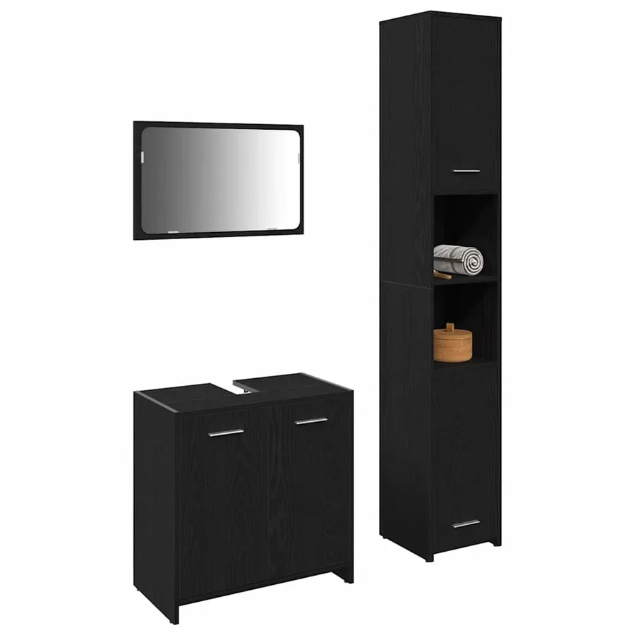 Ensemble de mobilier de salle de bain 3 pcs Chêne noir - 3