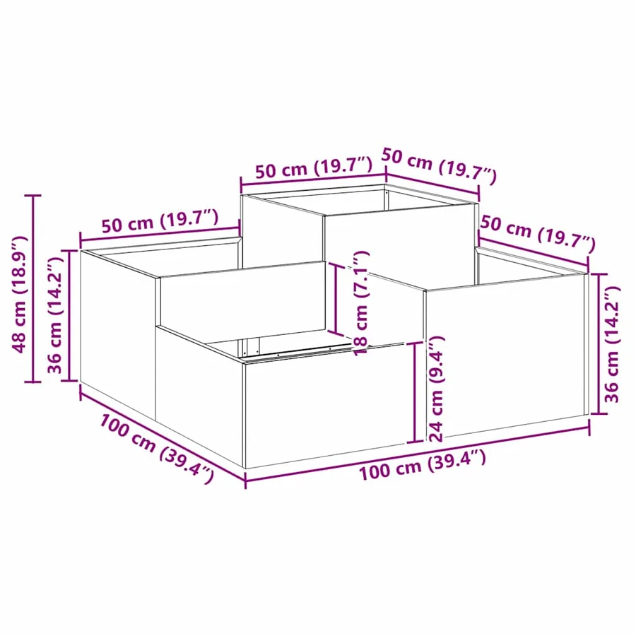 Cache-pot de jardin Blanc 100 x 100 x 48 cm Acier - 11