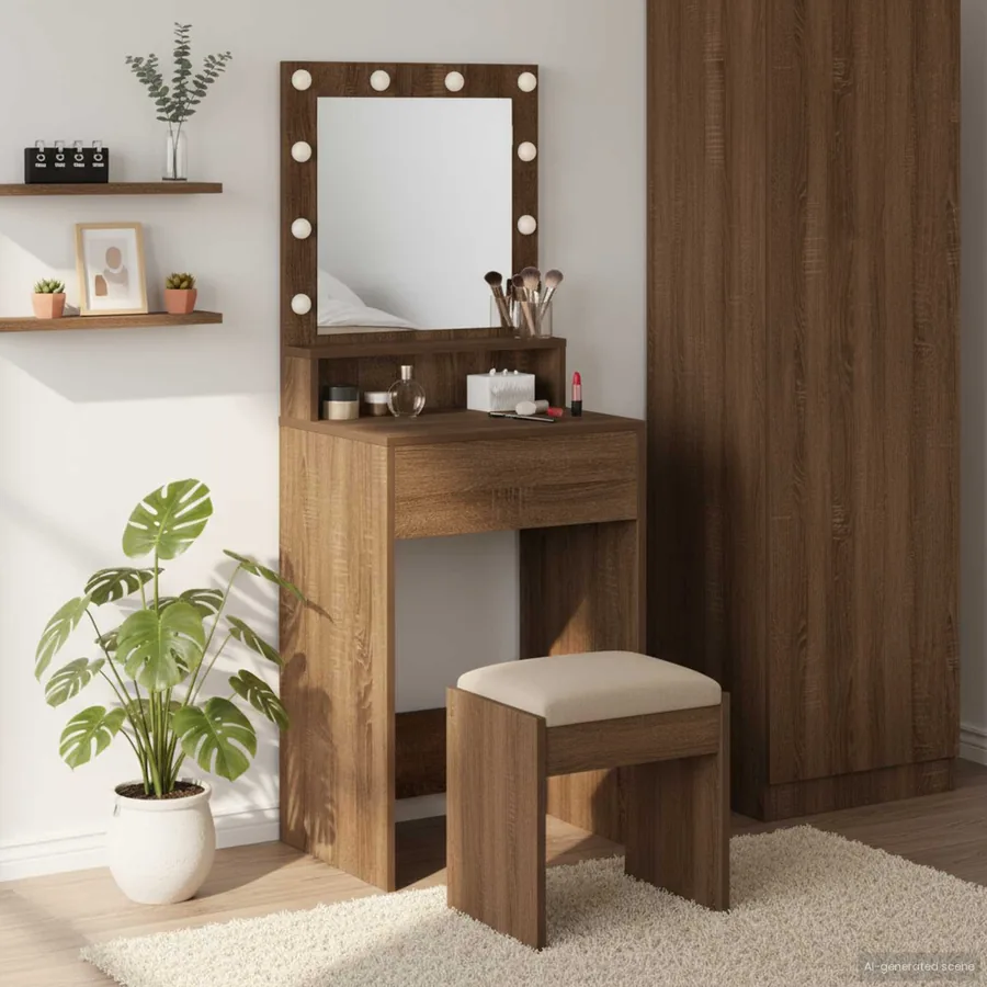 Table de Toilette Chêne brun 50 x 41 x 135 cm Bois d'ingénierie
