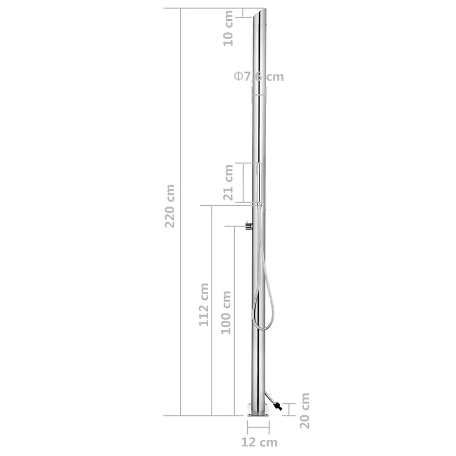 Douche de jardin avec base marron 225 cm Acier inoxydable - 16