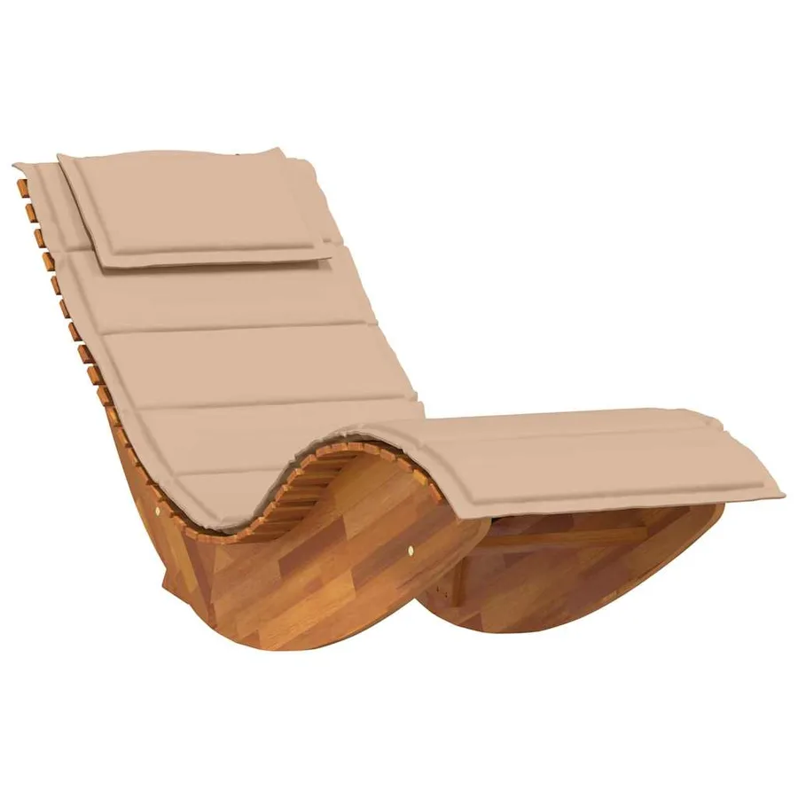 Transat avec coussin 2 pcs Marron Bois d'Acacia Massif - 4