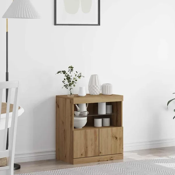 Buffet LED Marron 60,5 x 37 x 67 cm Bois d'ingénierie