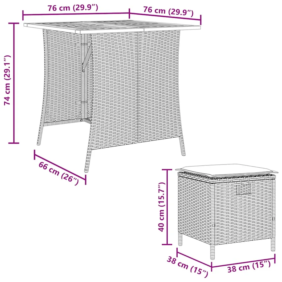 Ensemble à manger de jardin 5 pcs coussins gris résine tressée - 7