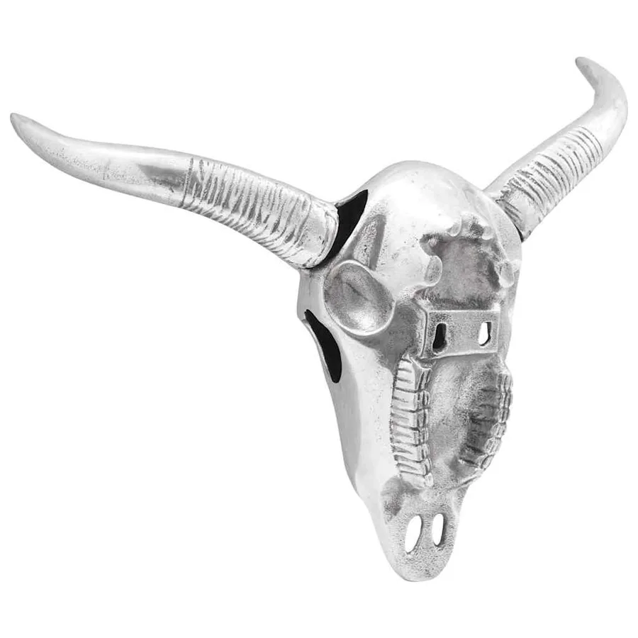 Crâne de taureau Argenté 34 x 13 x 53 cm Aluminium - 2